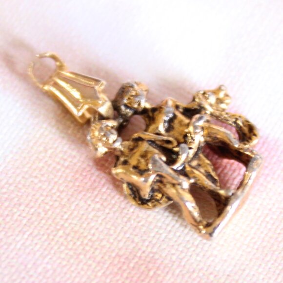 Young Adam Eve Snake Good Evil Biblical Charm Pendant Gold Tone Charm - Picture 8 of 9